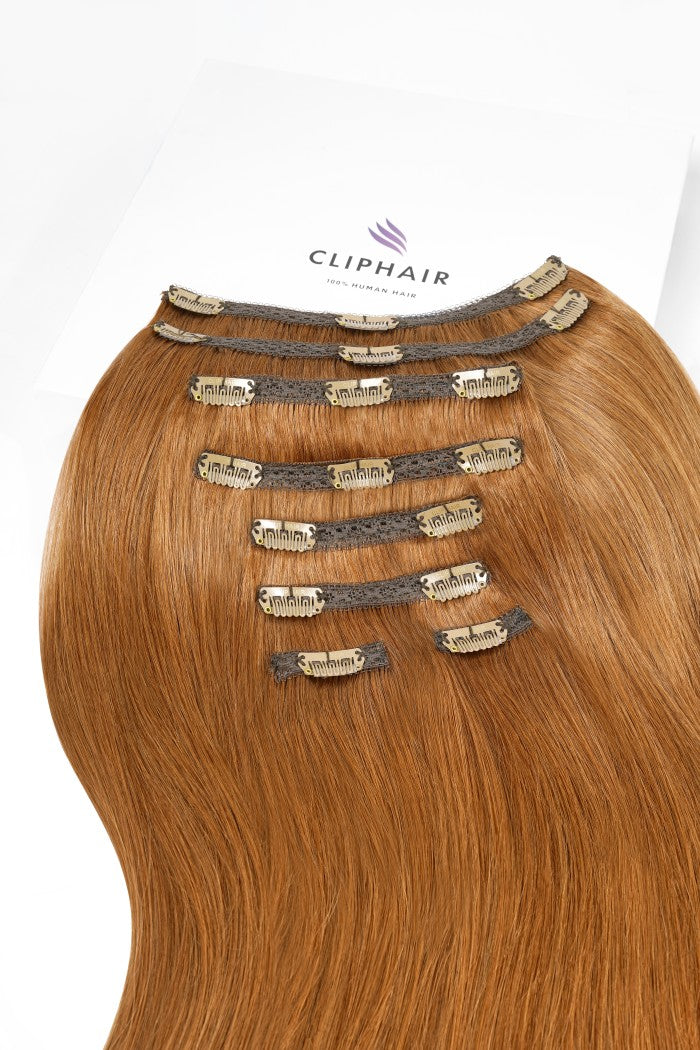 Human hair extensions top clip in volume