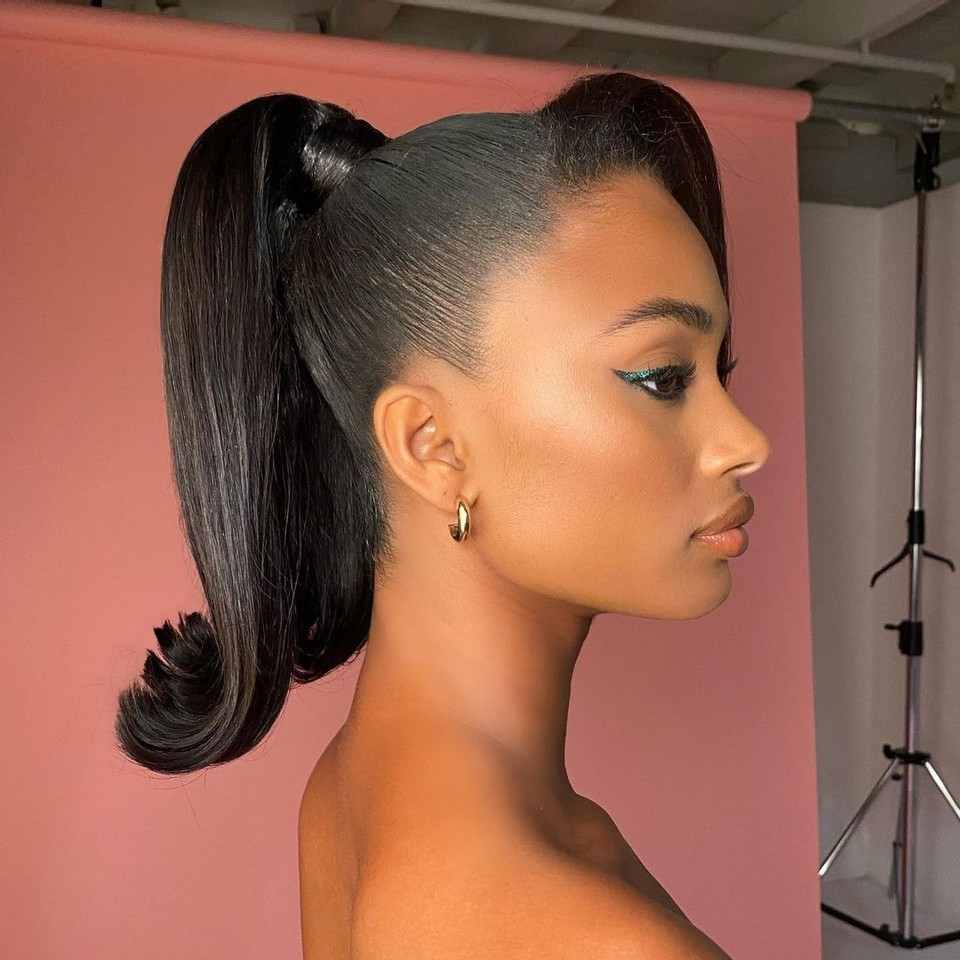 Image of Sleek ponytail preppy hairstyle