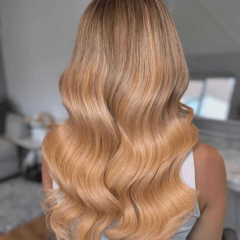 golden blonde double weft hair extensions