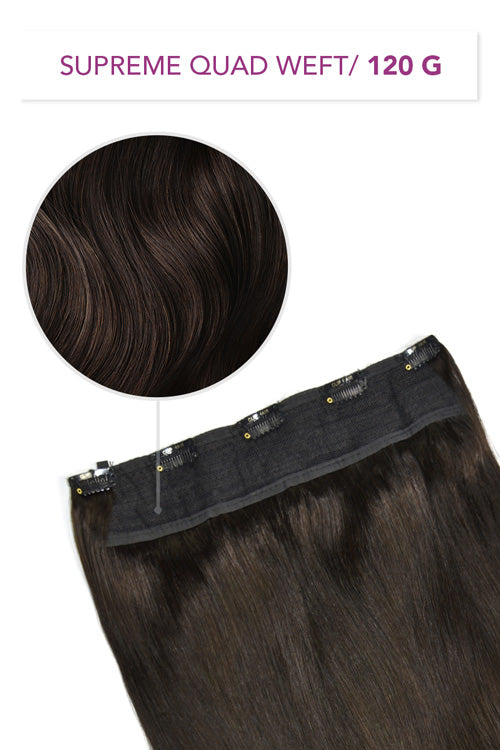 Darkest Brown (#2) Supreme Quad Weft One Piece Clip In Hair Extensions