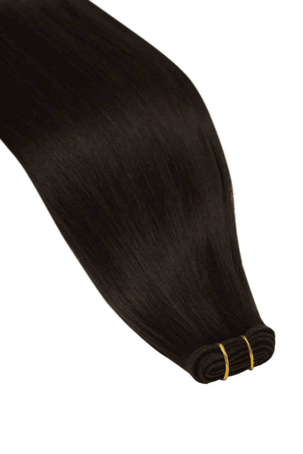 Darkest Brown Flat Weft Hair Extensions: Extension cropped