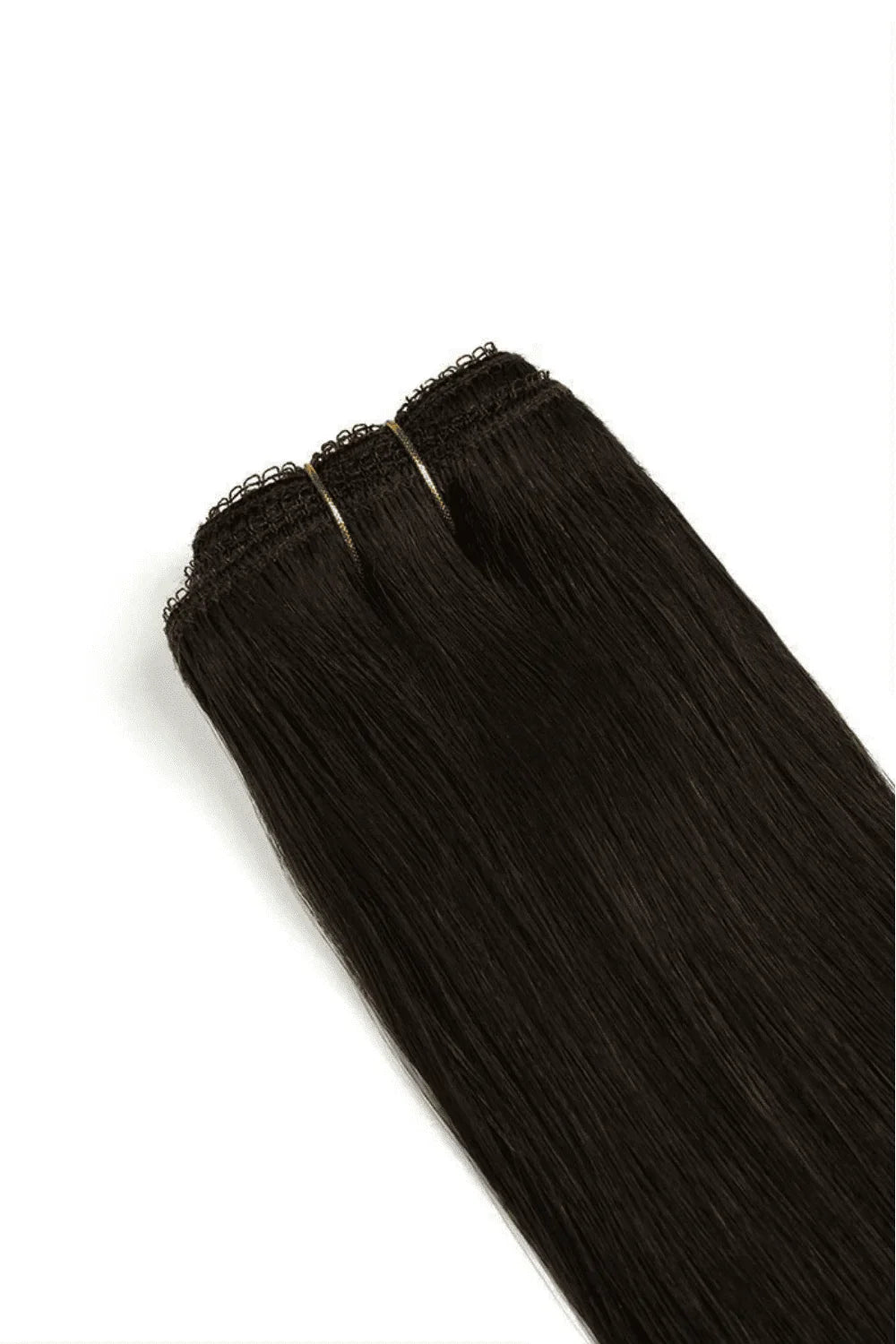 Darkest Brown Weft Hair Extensions Weave: Extension attachment