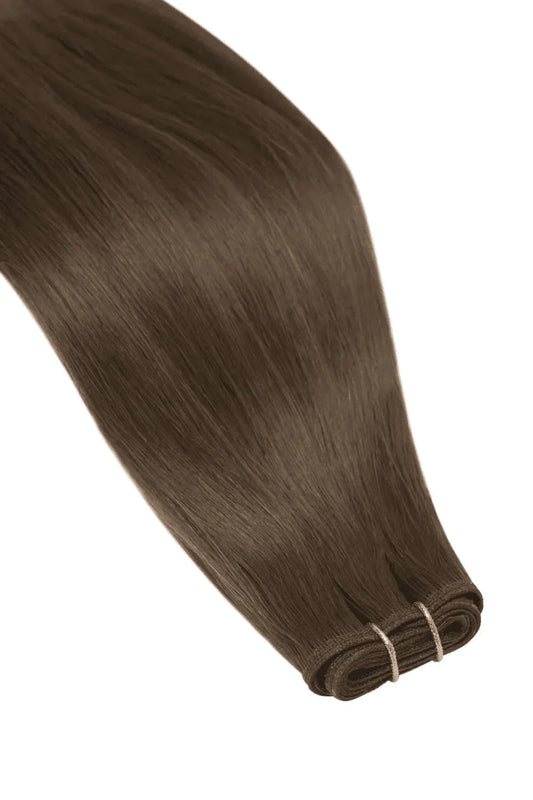 Medium Brown Flat Weft Hair Extensions: Extension Cropped