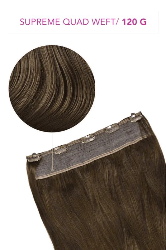 Medium Brown One Piece Hair Extensions Surpreme: Extension Attachment Method