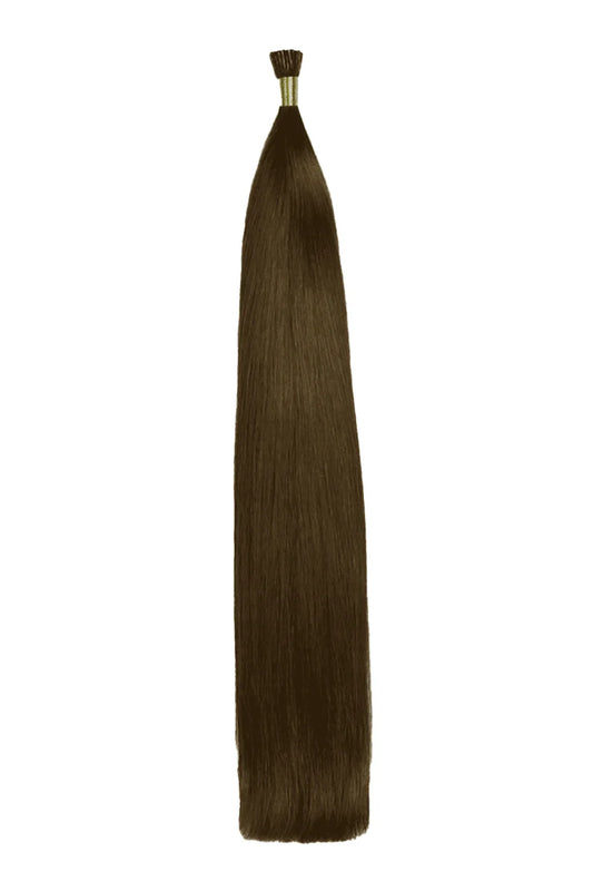 Medium Brown Remy Royale I-Tip Hair Extensions: Full Extension