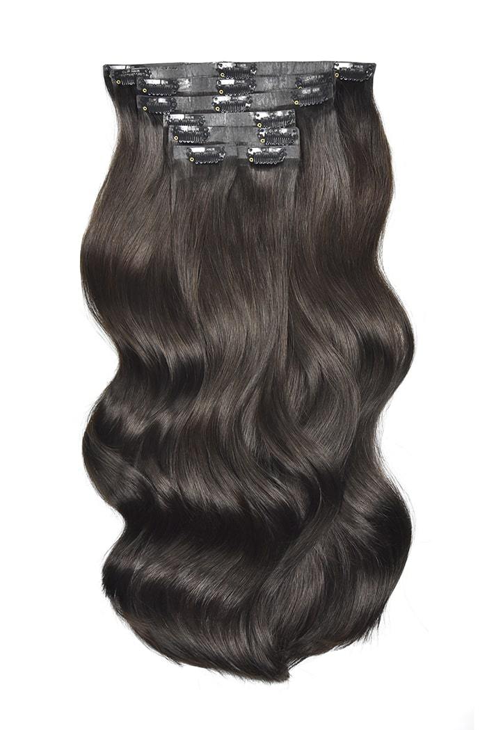 Darkest Brown (#2) Double Drawn Seamless Clip In Hair Extensions