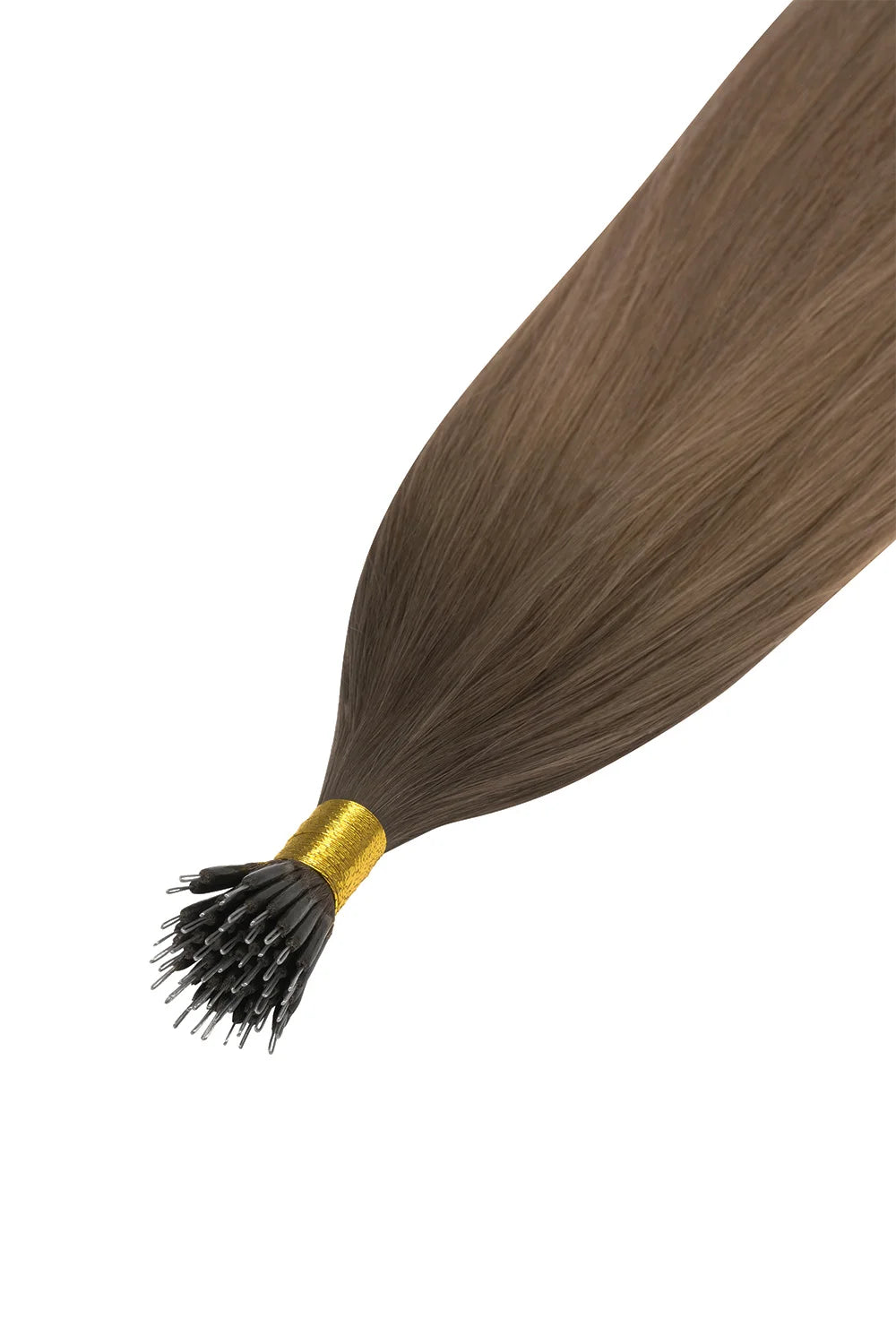 Soft bronze balayage nano ring hair extension attachment