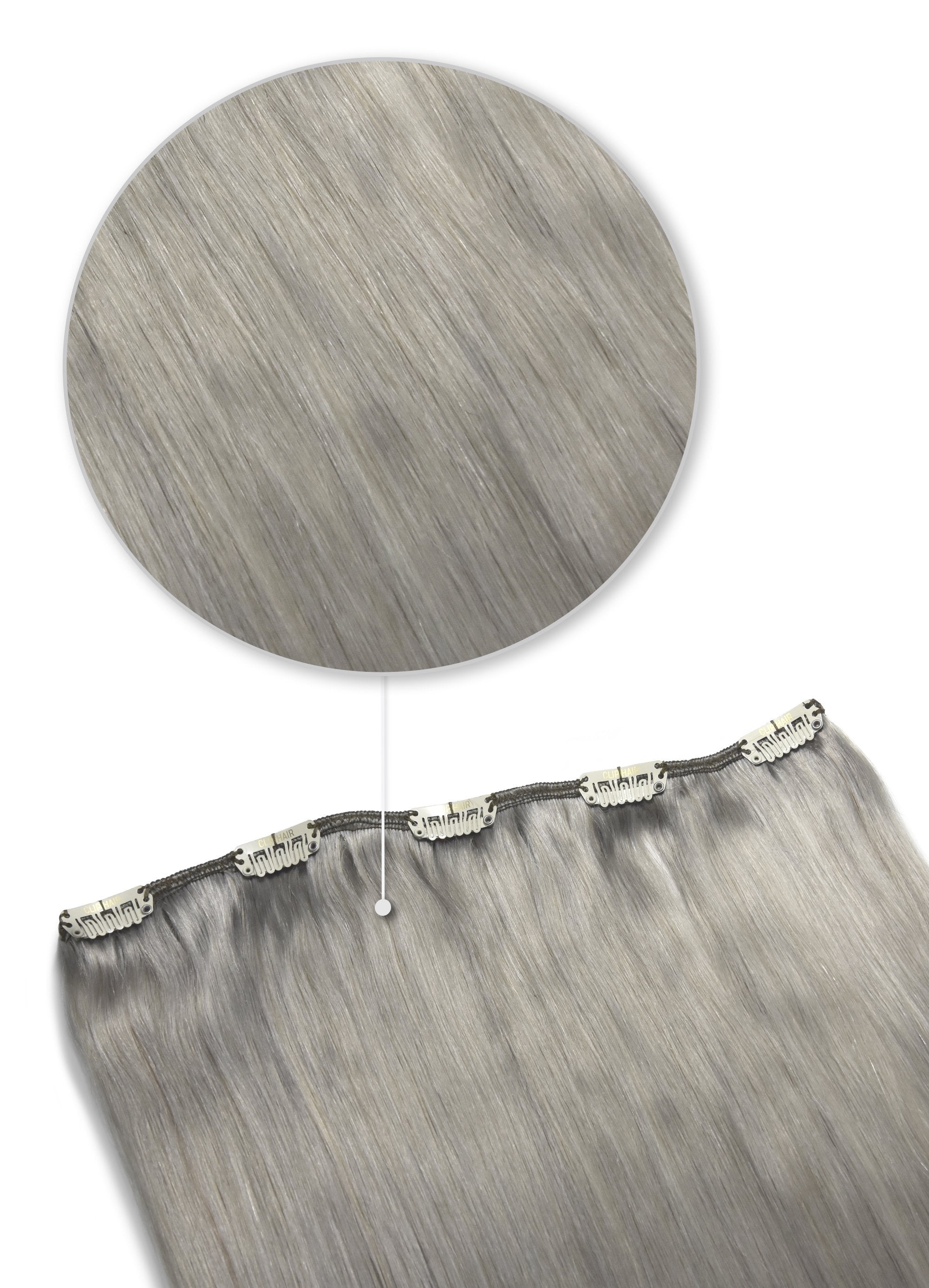 Human hair clearance extensions silver gray