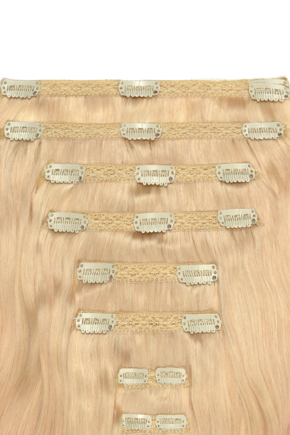 Double Wefted Full Head Remy Clip in Human Hair Extensions - ombre/Ombre (#T60/Pink)