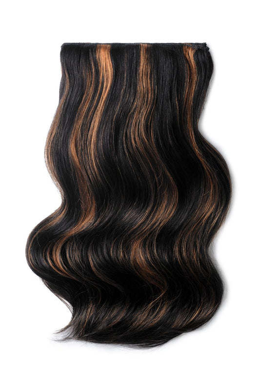 Natural Black/Light Auburn Mix Hair Extensions (#1B/30) Clip in